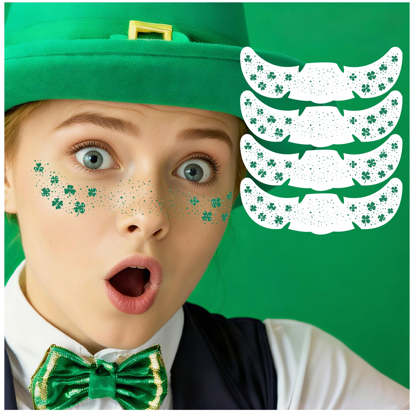 Hosomono tatuajes faciales para fiesta irlandesa con acabado brillante