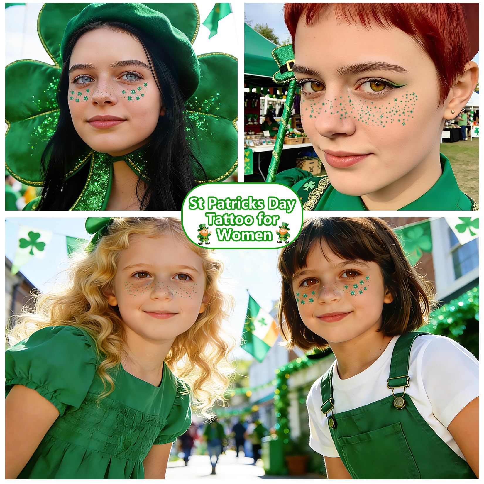 Hosomono tatuajes temporales verdes para piel durante eventos