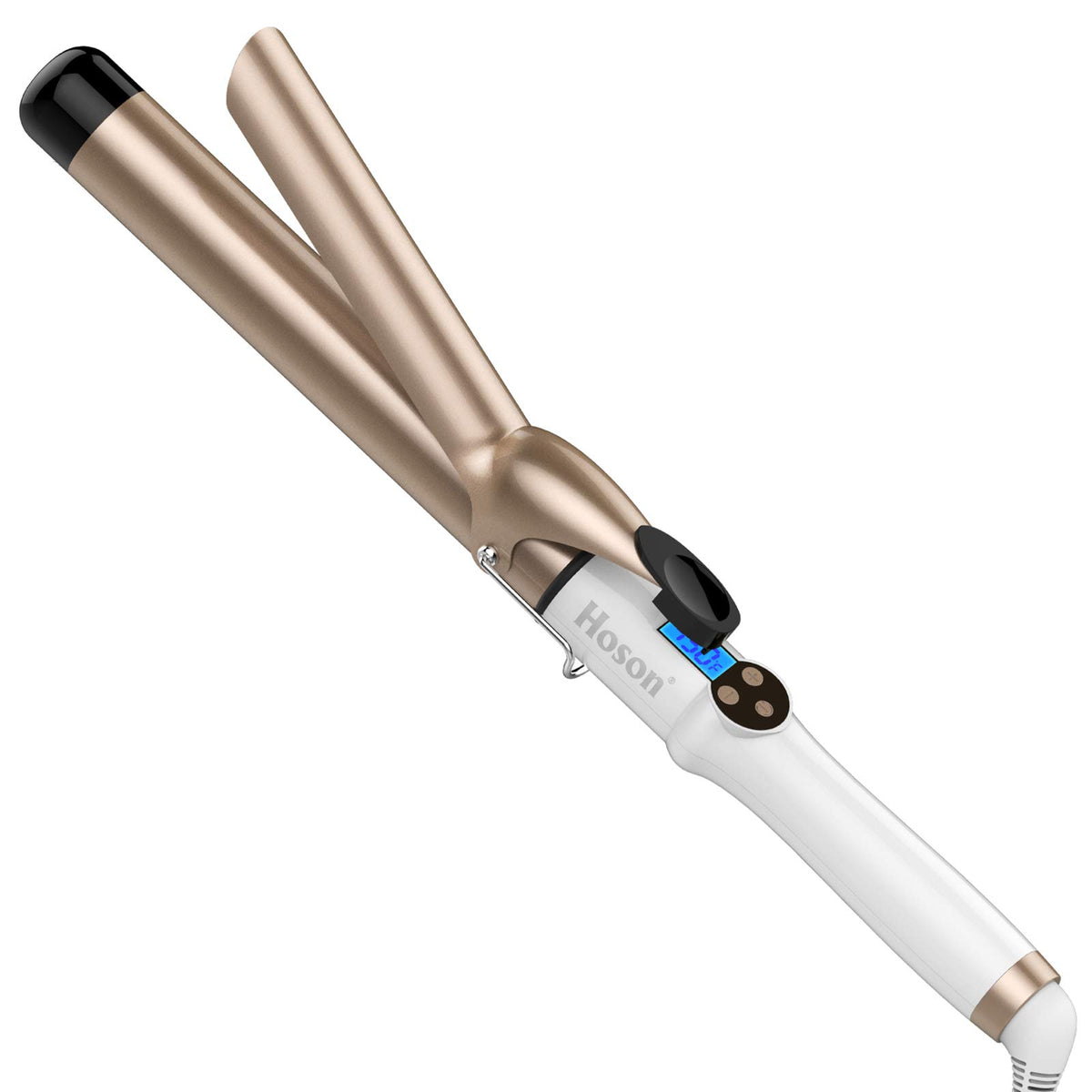 Hoson 1-1/4 inch curling iron with ceramic tourmaline barrel for smooth waves and frizz control.