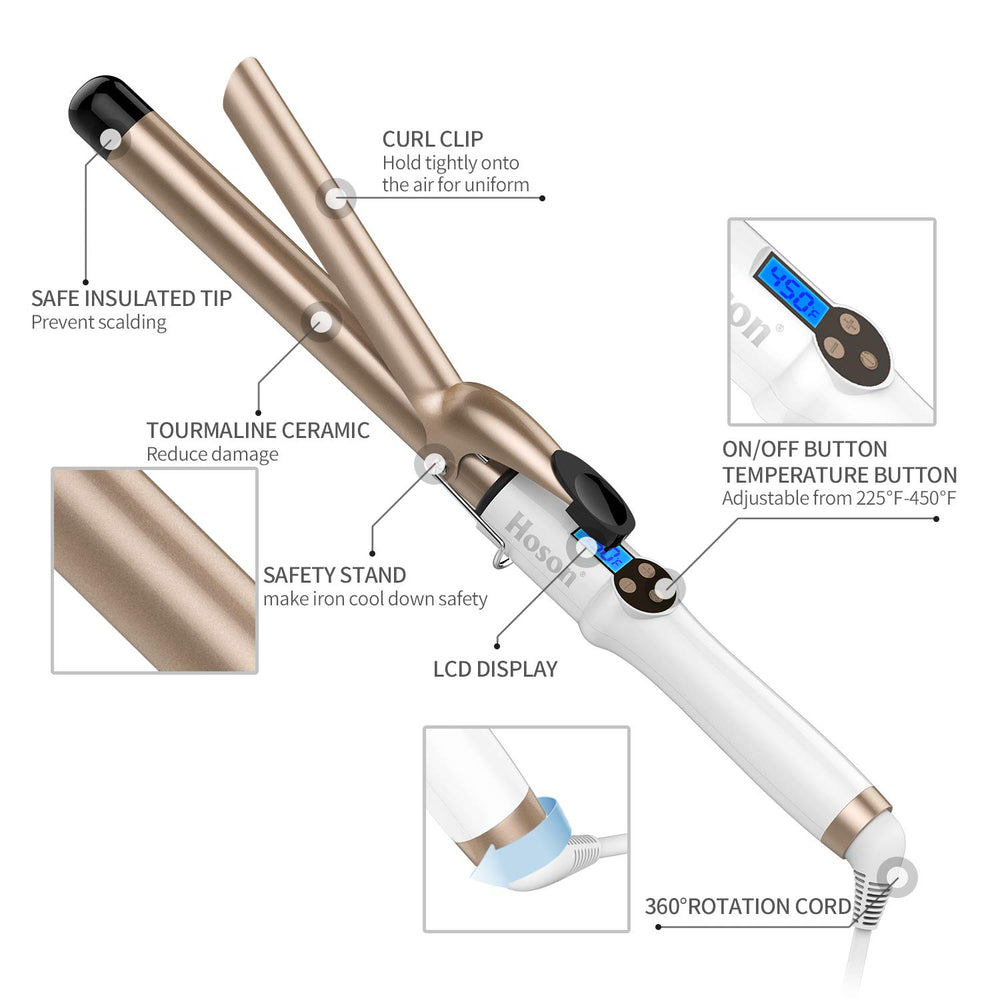 Hoson curling iron features a 78-inch swivel cord for flexible movement.