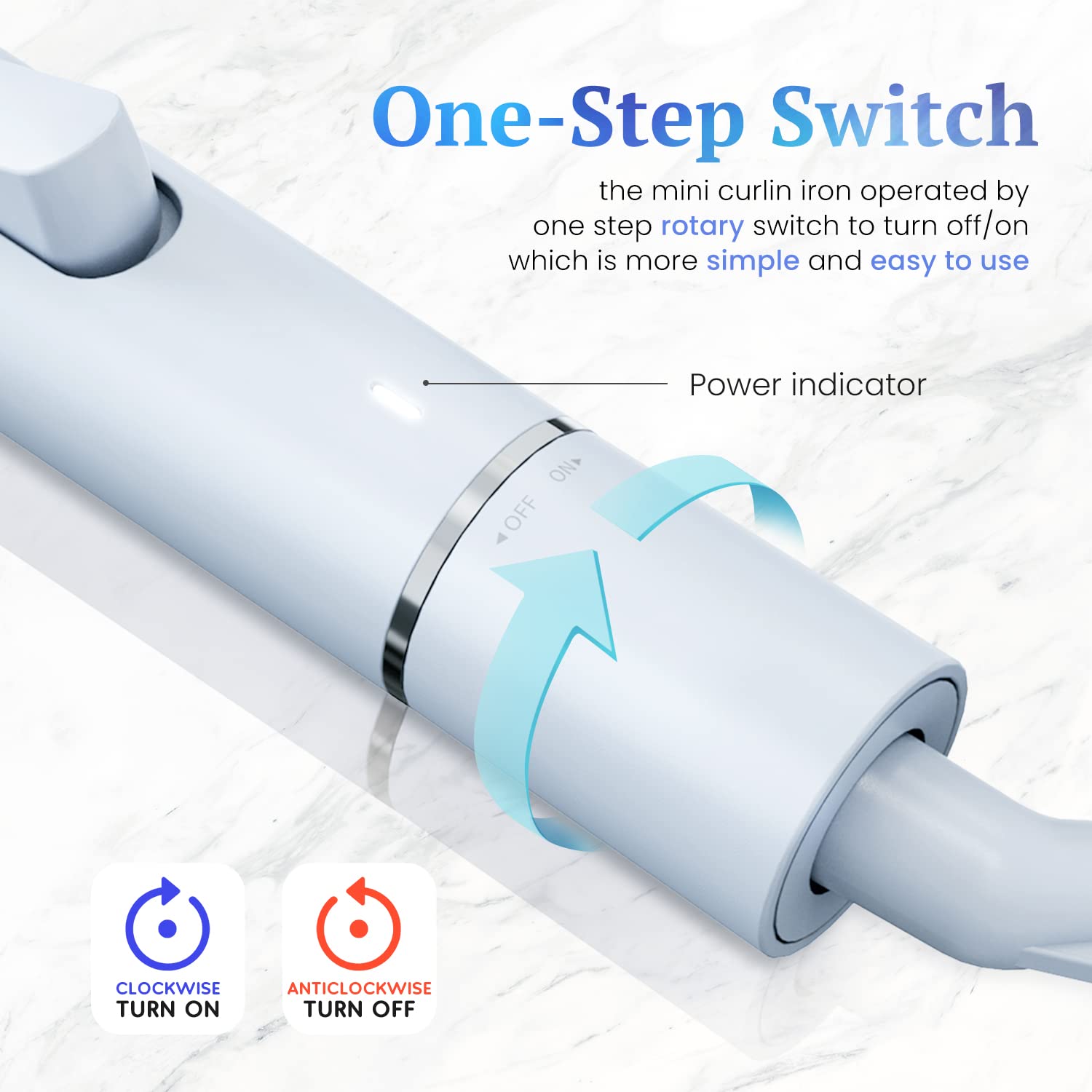 Hoson curling iron features a 360-degree swivel cord for easy maneuverability