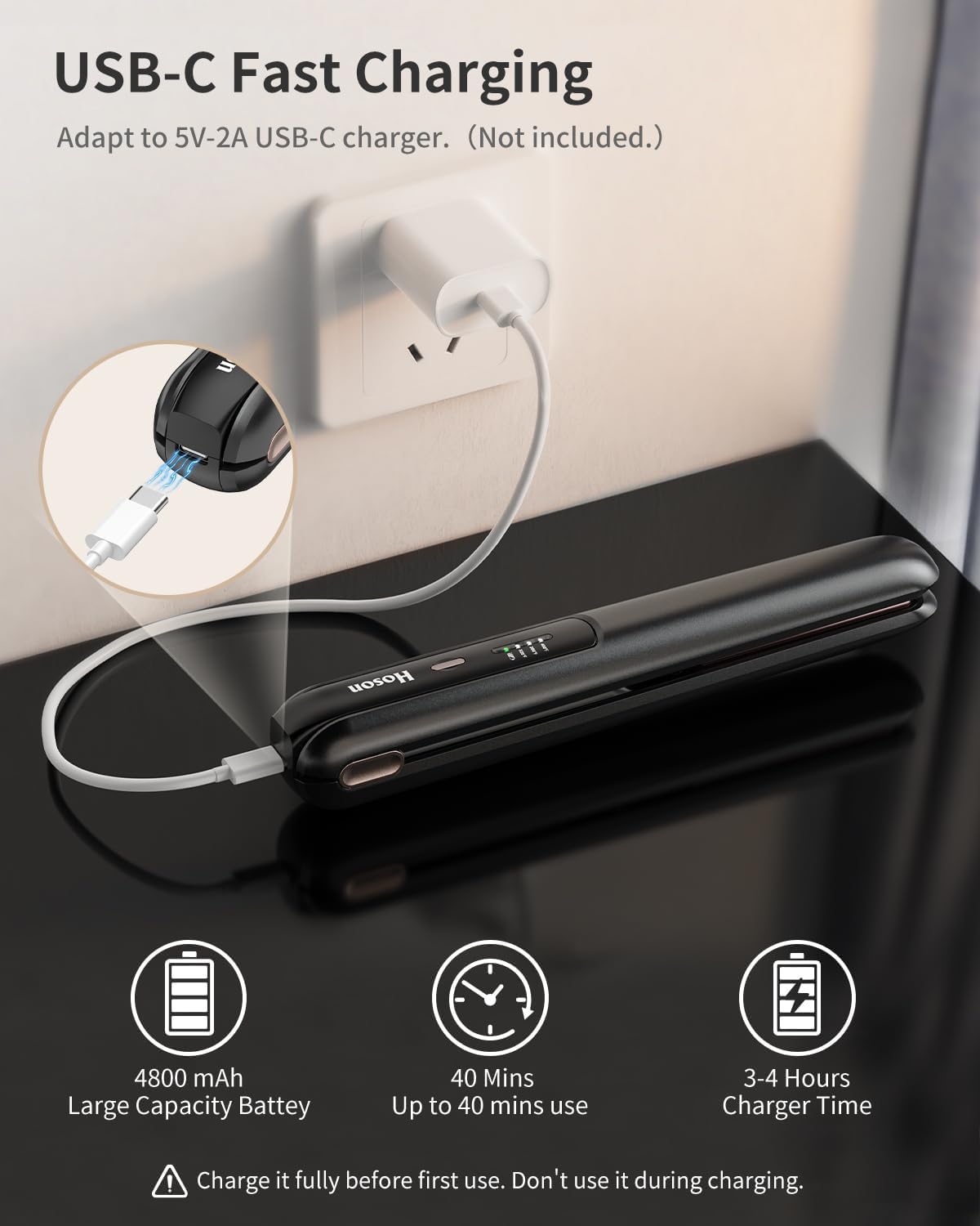 Hoson adjustable heat settings for fine or stubborn hair