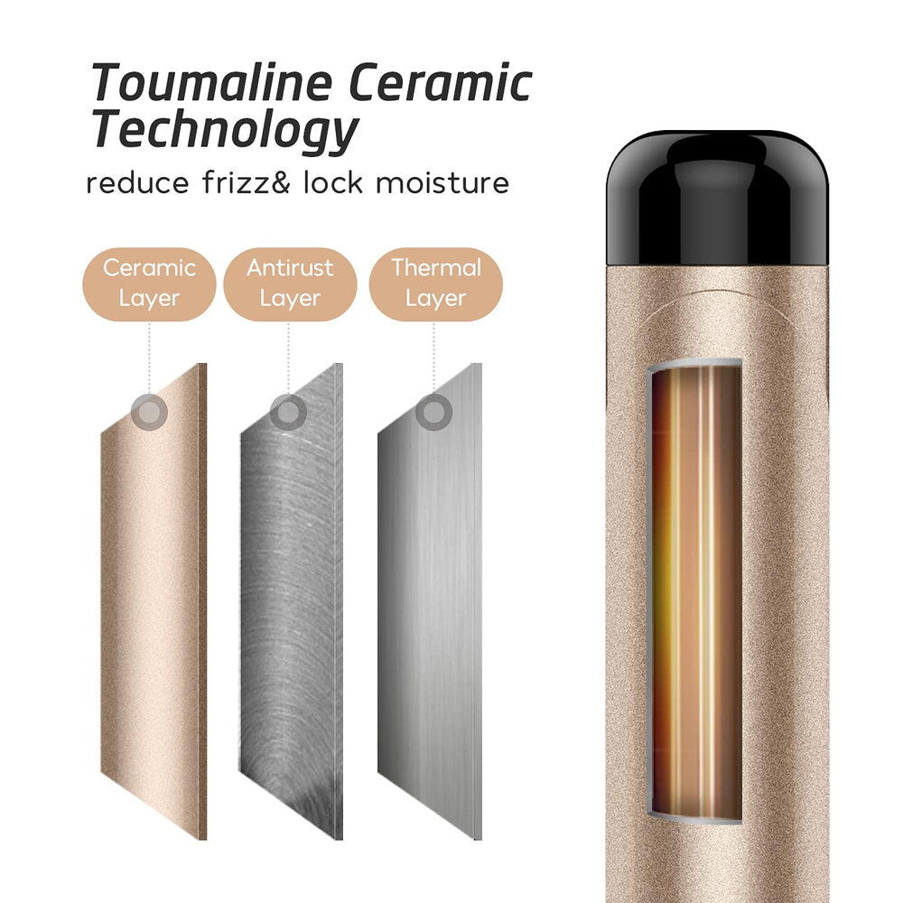 Hoson curling iron tourmaline ceramic coating minimizes static for smooth shine.