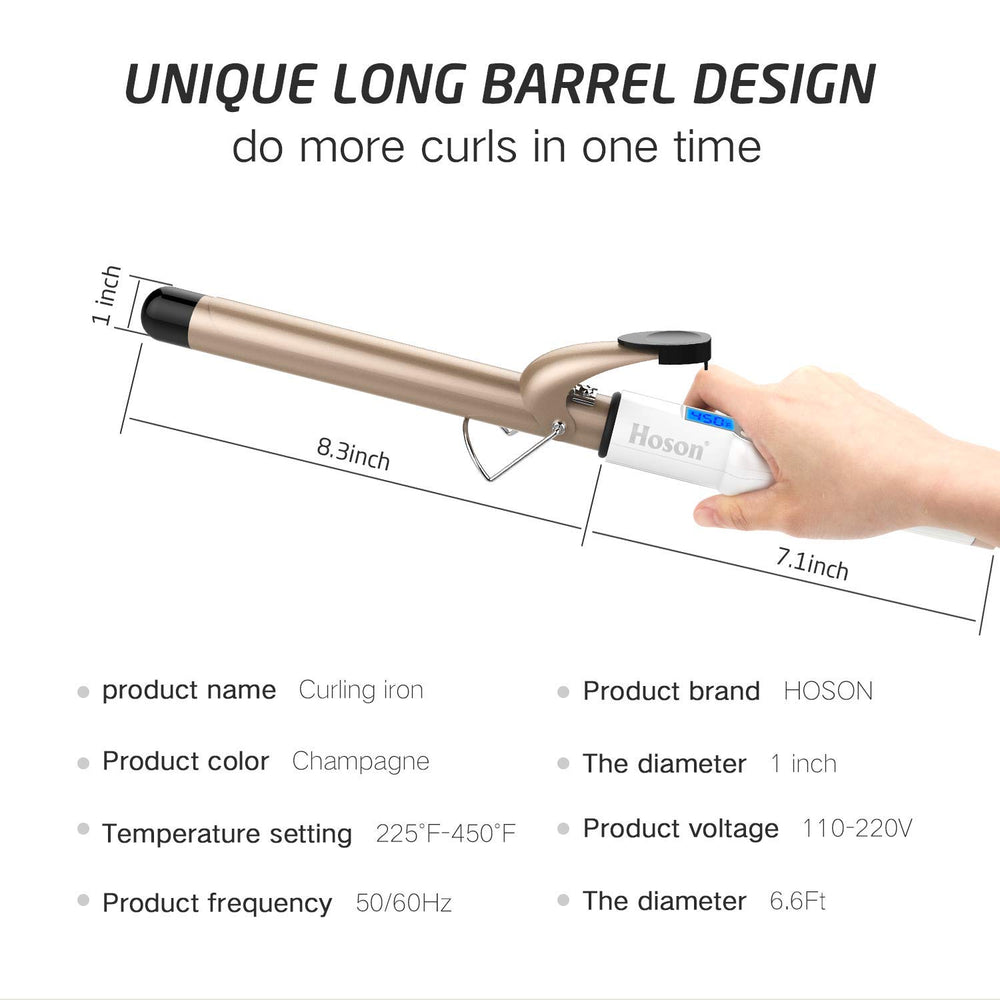 Hoson dual voltage travel-ready curling iron for worldwide use.