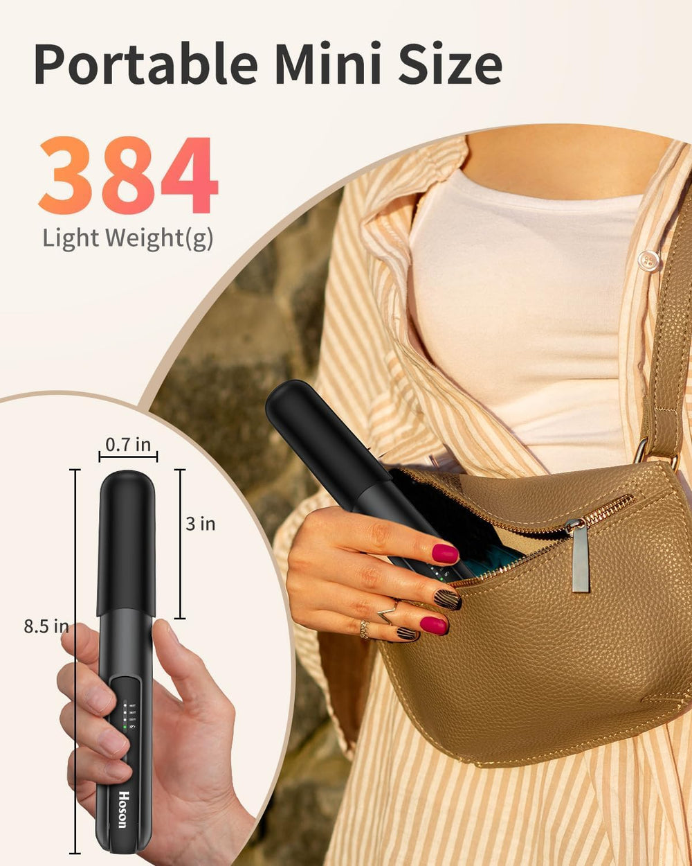 Hoson rechargeable flat iron with USB-C charging on the go