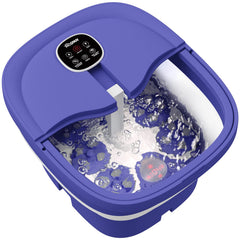 HOSPAN collapsible foot spa folded for compact storage under furniture.