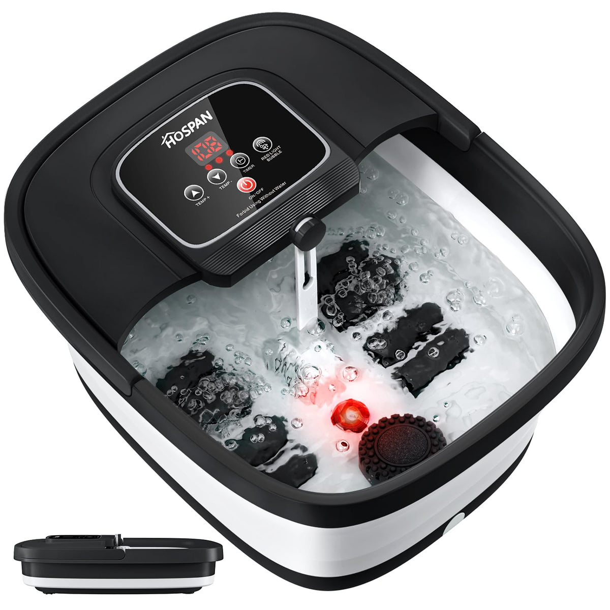 HOSPAN collapsible foot spa with heat and bubbles for relaxing foot care.