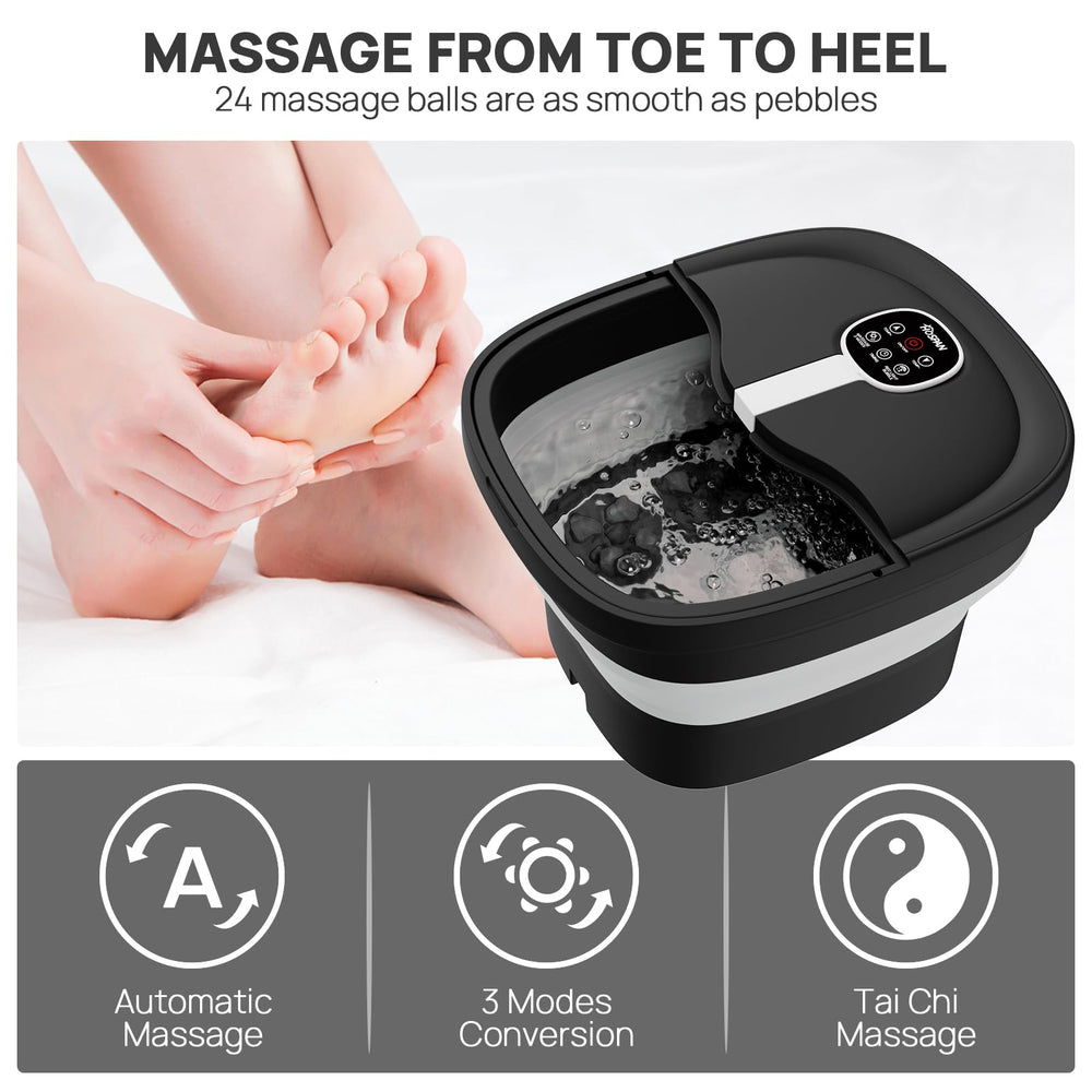 HOSPAN foot spa features 24 motorized balls delivering targeted massage across soles