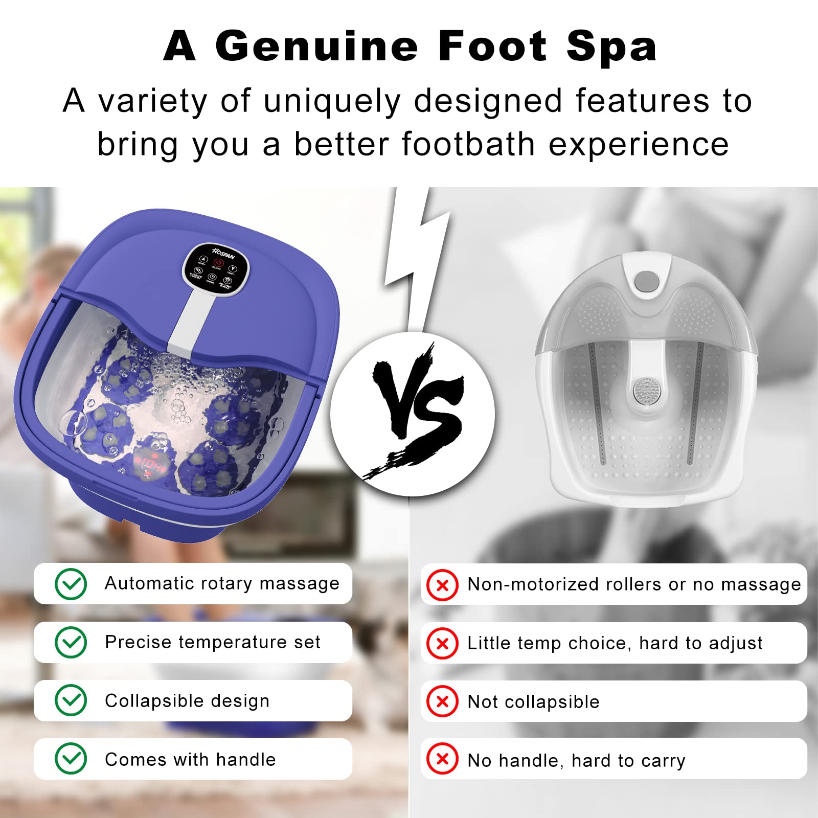 HOSPAN foot spa remote control enables hands-free operation.