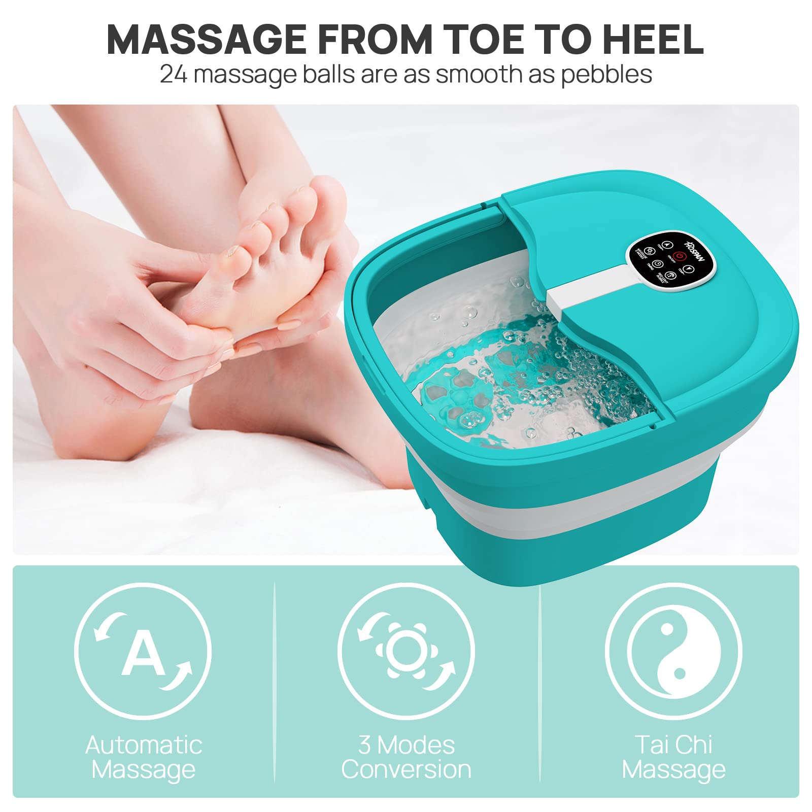 HOSPAN foot spa with temperature control for customized comfort.