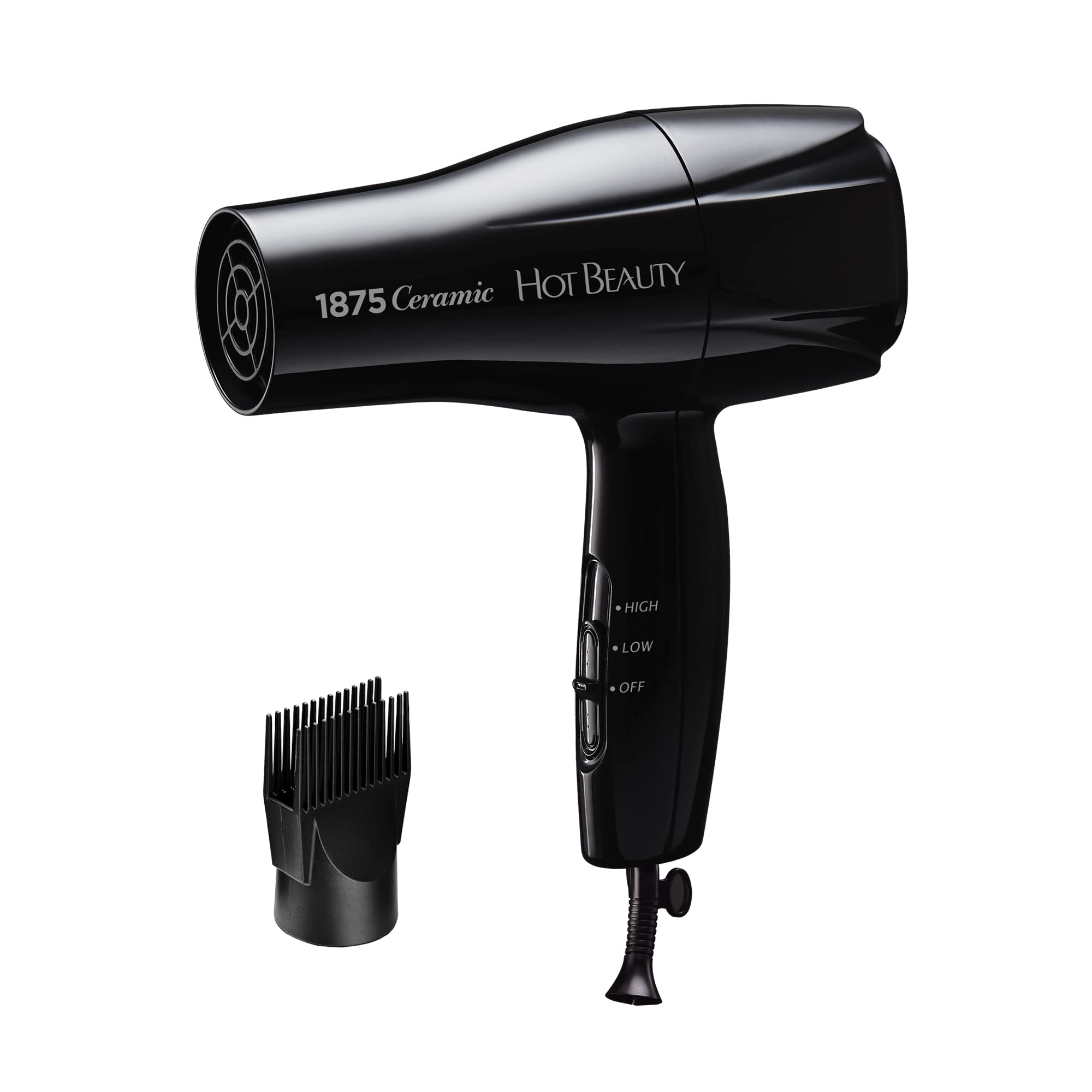 Hot Beauty 1875 Ceramic Hair Dryer delivers powerful drying for quick styling