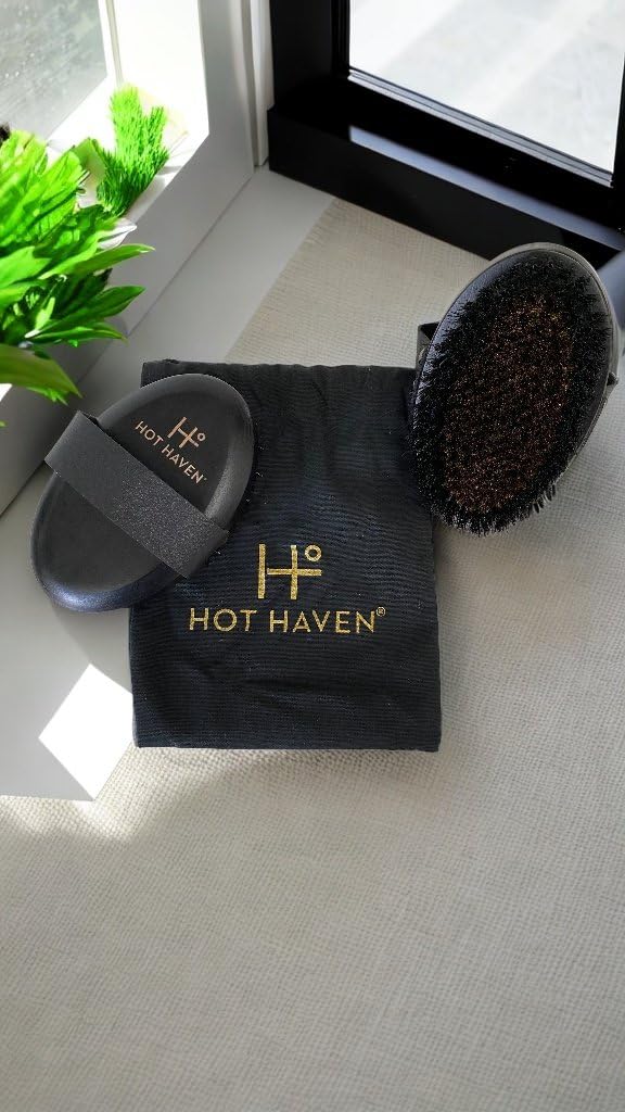 HOT HAVEN lymphatic-friendly copper bristles in daily dry brushing