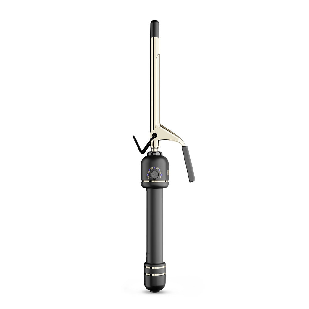 HOT TOOLS 24K Gold extended barrel curling iron close-up shows premium heat technology for lasting curls