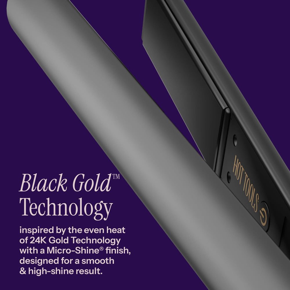 Hot Tools Black Gold flat iron rounded edges help create curls and waves.
