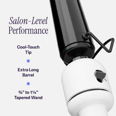 Hot Tools Nano Ceramic Extra Long Tapered Curling Iron ceramic-heater image highlights fast heat-up