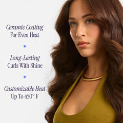 Hot Tools Nano Ceramic Extra Long Tapered Curling Iron heat-settings image shows temperature control