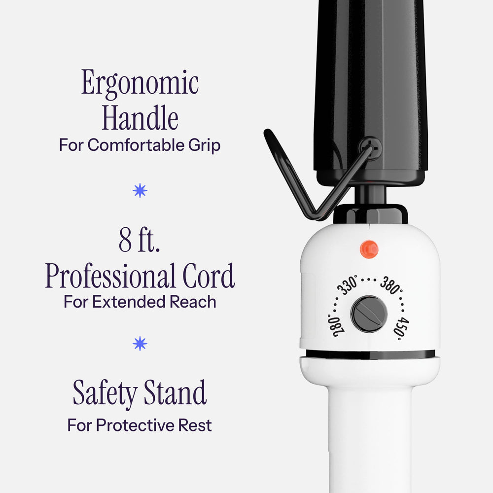 Hot Tools Nano Ceramic Extra Long Tapered Curling Iron safety-stand image protects surfaces