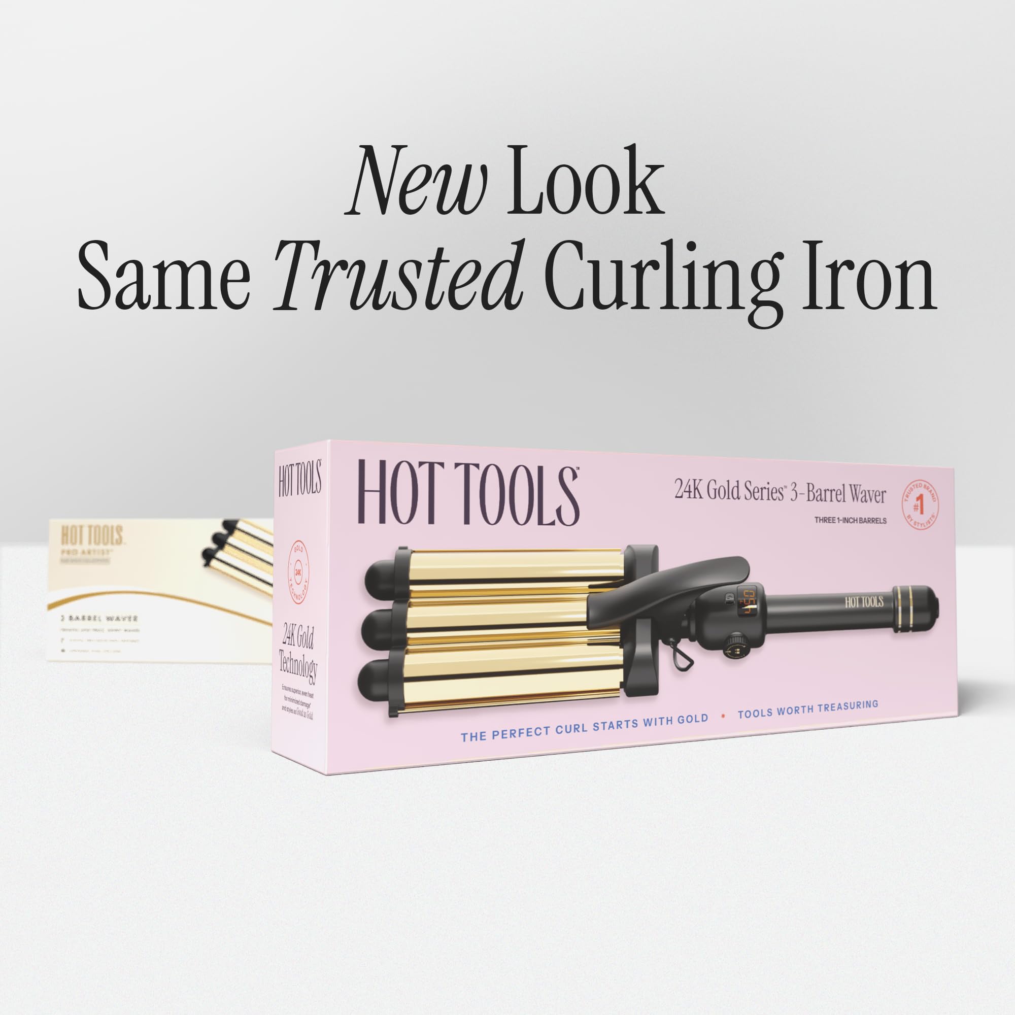Hot Tools Pro Artist 24K Gold Three Barrel Waver professional-heat tool for versatile waves.