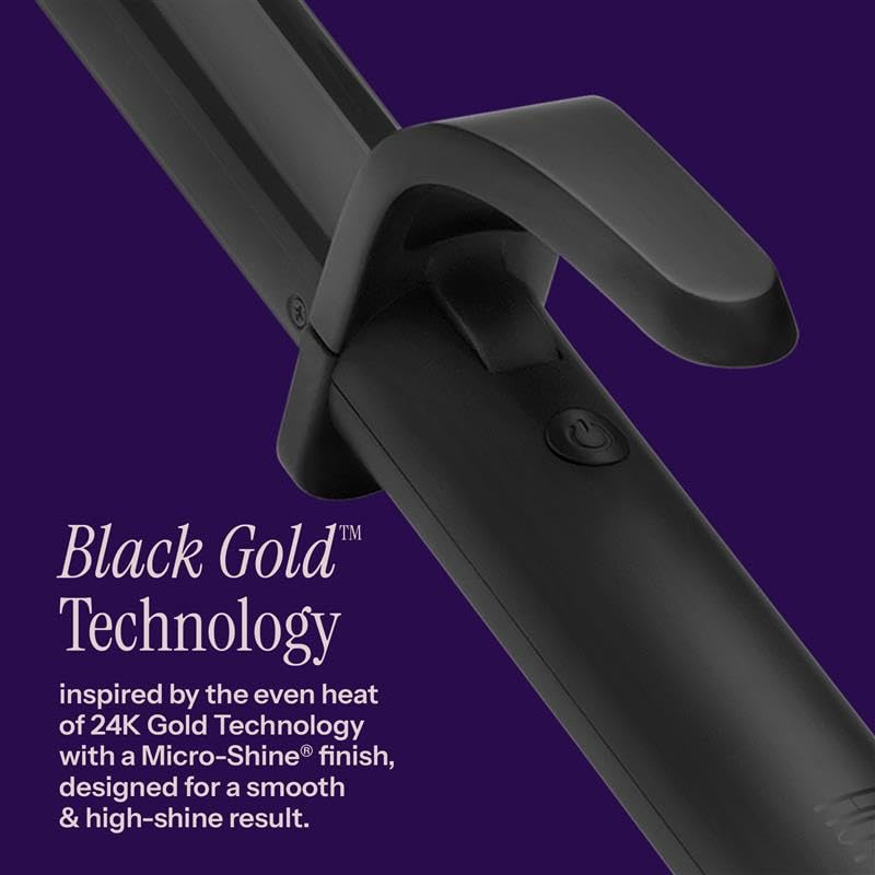 Hot Tools Pro Artist Black Gold Digital Salon Curling Iron ergonomic handle for comfortable, extended styling.
