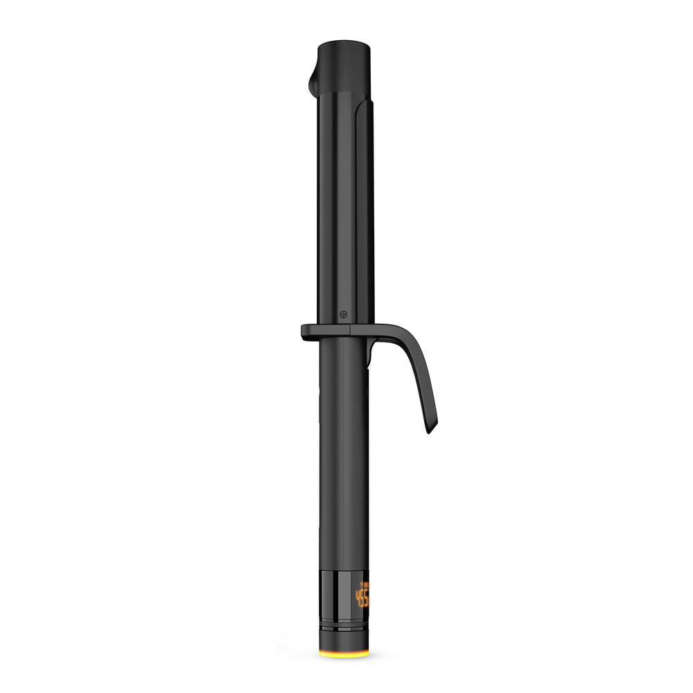 Hot Tools Pro Artist Black Gold Digital Salon Curling Iron with heat settings display for precise styling.