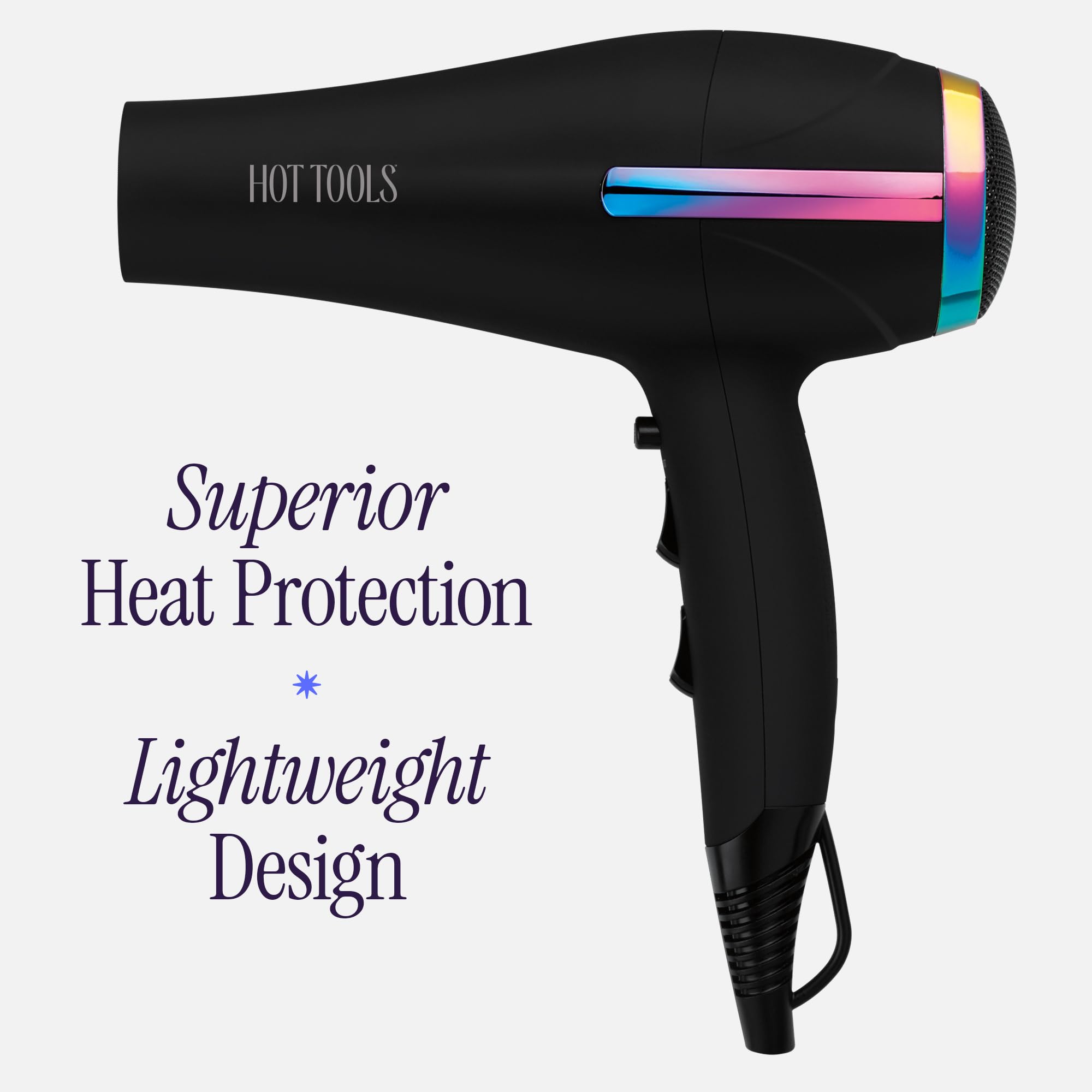 Concentrator attachment on HOT TOOLS Rainbow dryer for precise airflow