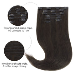 Hotbanana dark brown Remy clip-in hair with secure stainless steel clips