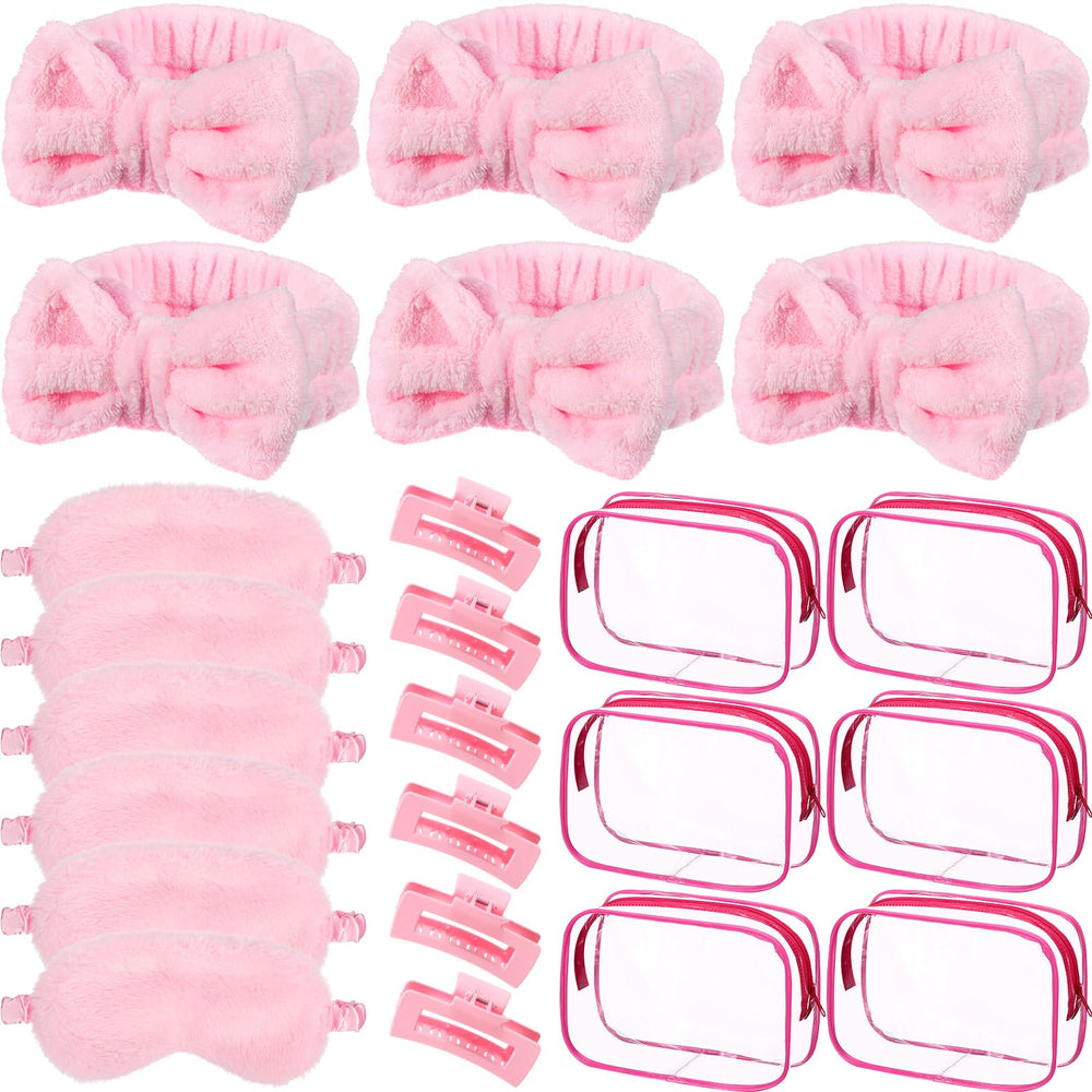 Hoteam pink spa headband in coral velvet for gentle pampering sessions