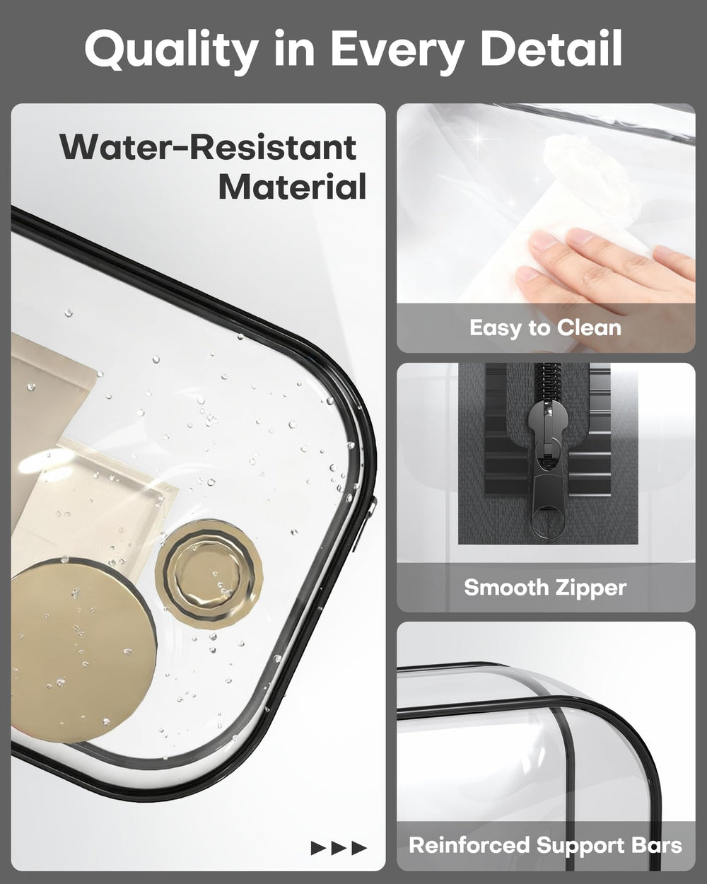 HOTOR Clear Toiletry Bag compact size fits travel bottles and small items
