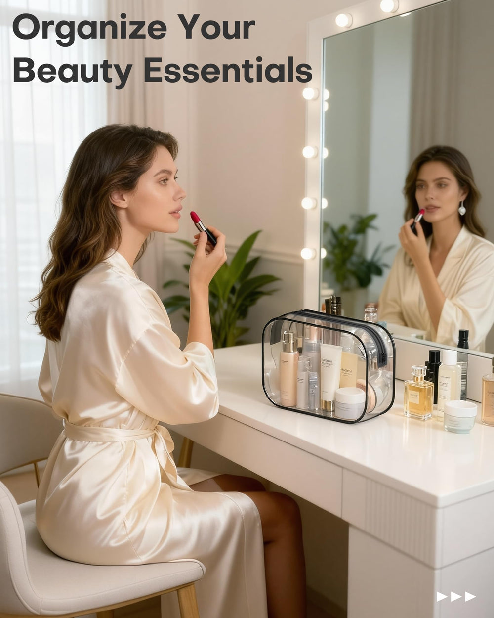 HOTOR Clear Toiletry Bag multipurpose pouch for makeup and tech items
