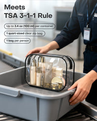 HOTOR Clear Toiletry Bag showing TSA-friendly design for efficient security checks