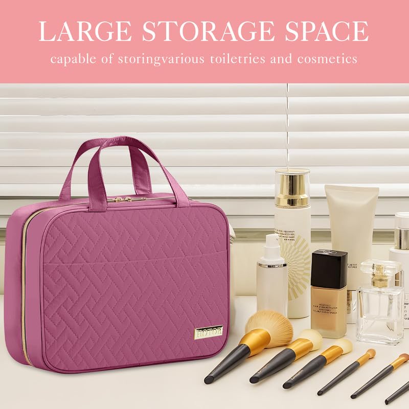 HOTOR cosmetic bag with multiple compartments keeps items sorted and reachable