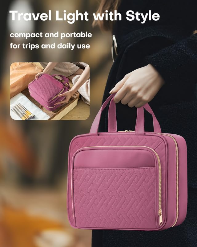 HOTOR travel toiletry bag cotton padding preserves shape and cushions items.