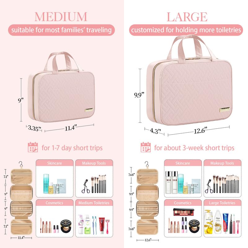 HOTOR bag with four compartments keeps cosmetics organized while traveling.