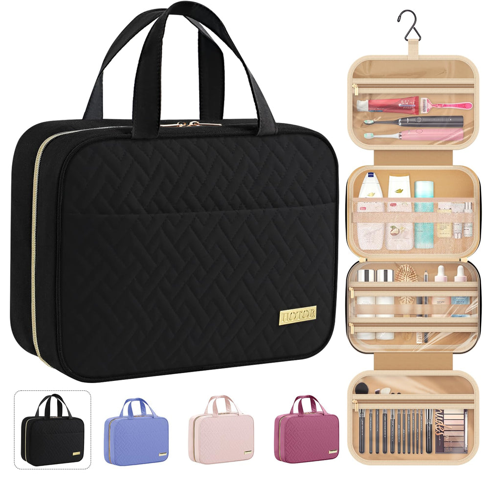 HOTOR travel toiletry bag with hanging hook for easy bathroom access