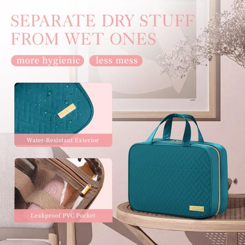 Hotor travel toiletry bag metal hook close-up shows durable hanging design.