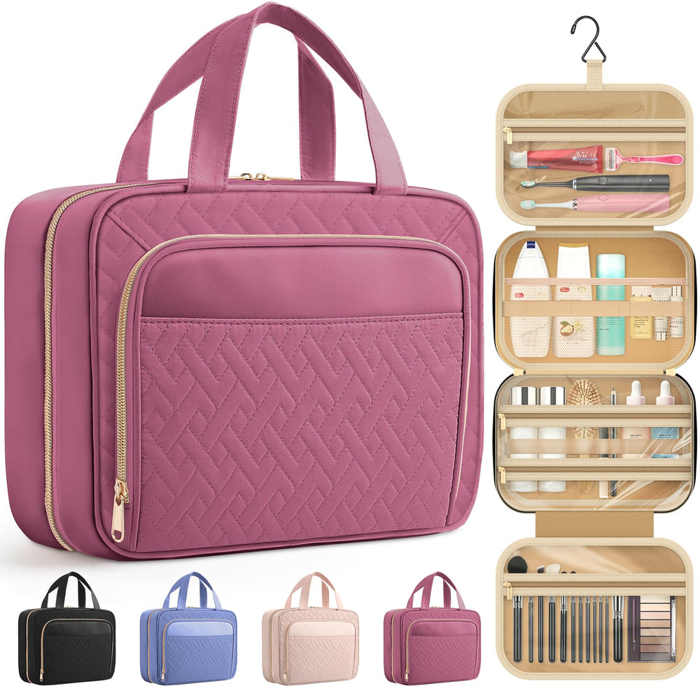 HOTOR travel toiletry bag outer pocket keeps essentials within quick reach.