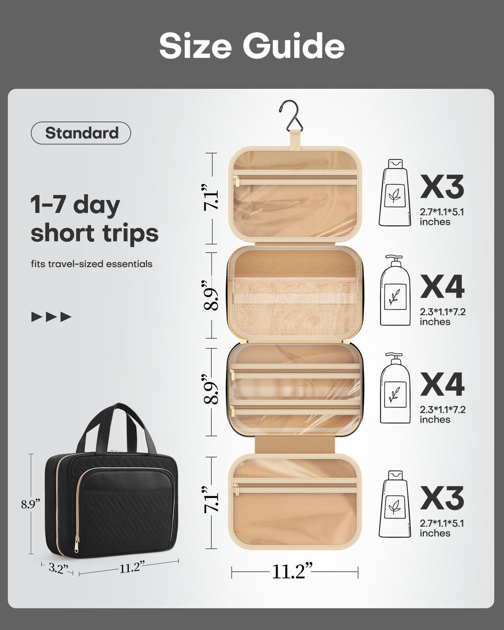 HOTOR retractable hook design saves space when storing the bag.