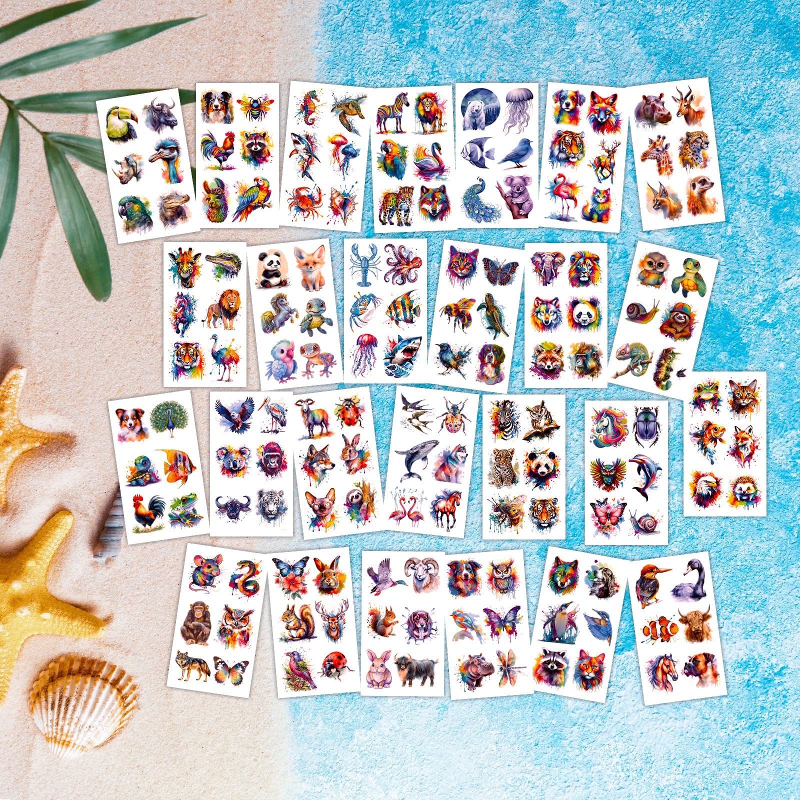 Hotoyannia watercolor animals tattoos 30 sheets showcase variety and value.