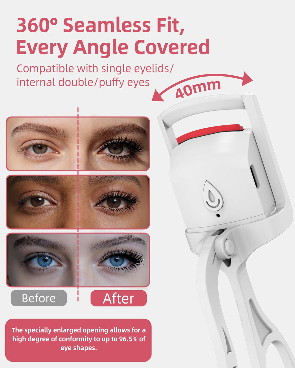 HOTRYEE eyelash curler with silicone pad protects lashes from tugging
