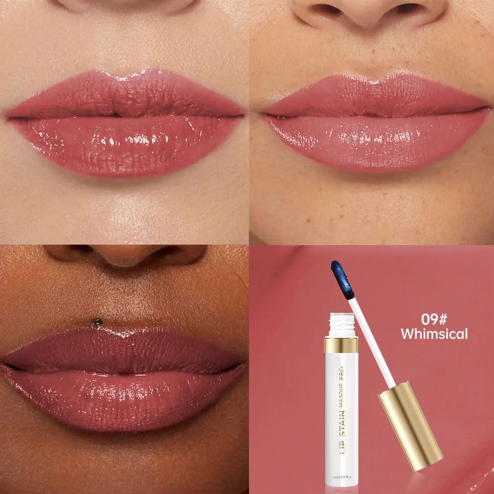 Houksouml Lip Stain Long-Lasting Finish provides waterproof, kiss-proof color for all-day wear.