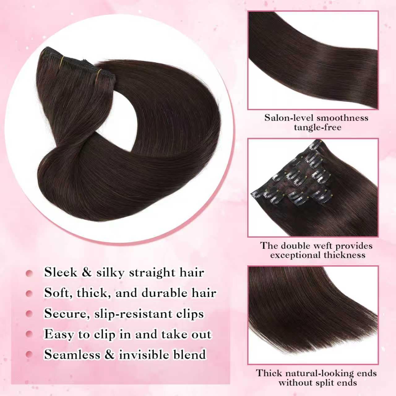 Houlud real human hair 100% Remy straight texture for seamless styling