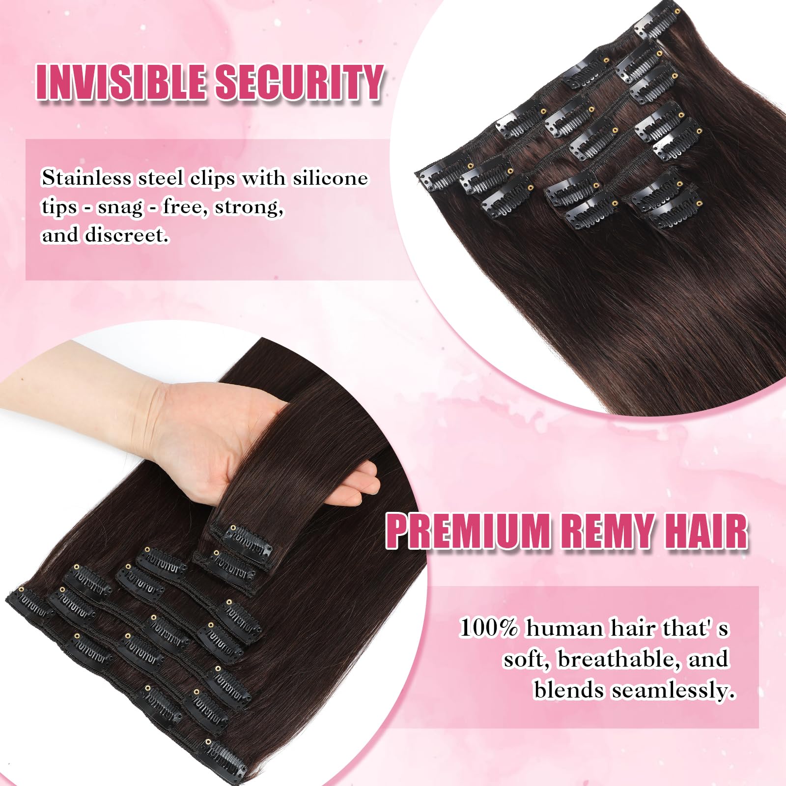 Houlud upgraded invisible clip detail keeps extensions secure without visible hardware