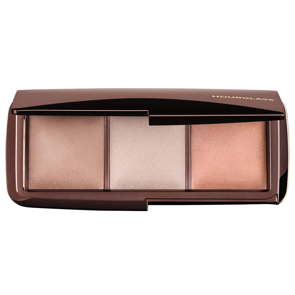 Hourglass Ambient Lighting Palette compact close-up shows a soft, universal glow for all skin tones.