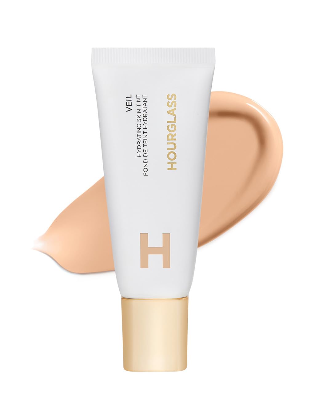 Hourglass Veil Hydrating Skin Tint bottle close-up showing dewy glow.