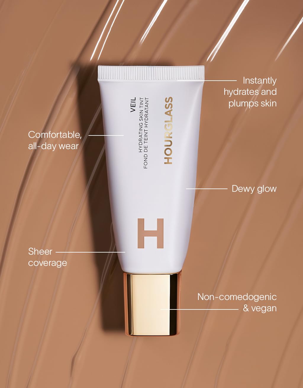 Hourglass Veil Hydrating Skin Tint no-makeup look on clean skin.