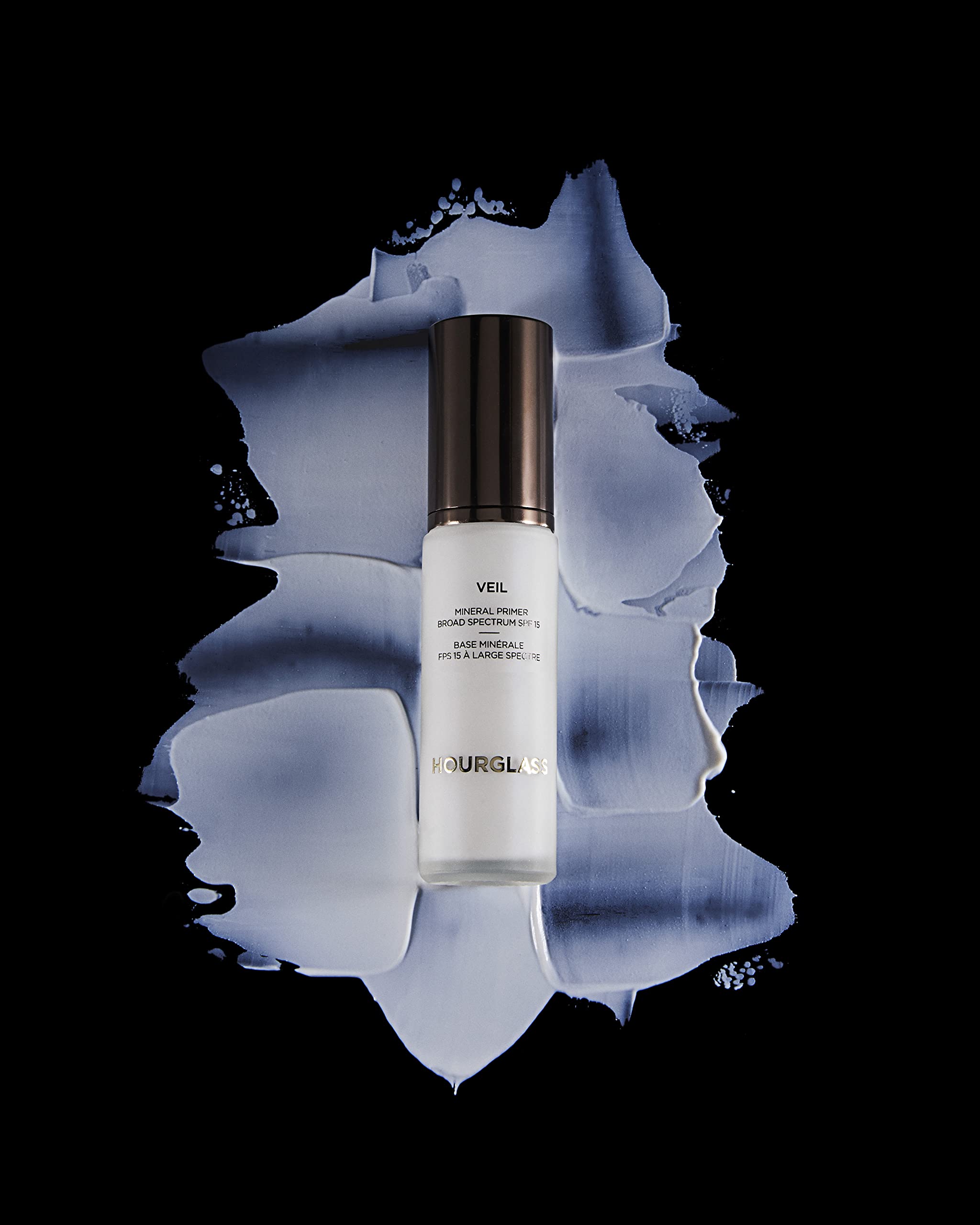 Hourglass Veil Mineral Primer packaging, SPF 15, clean mineral protection for daily use.