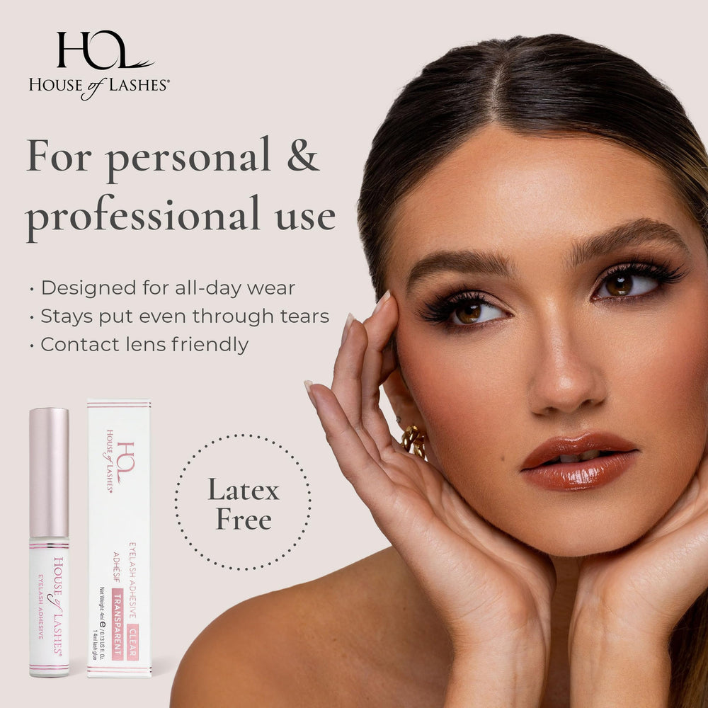 House of Lashes latex-free formula formaldehyde-free for sensitive eyes.