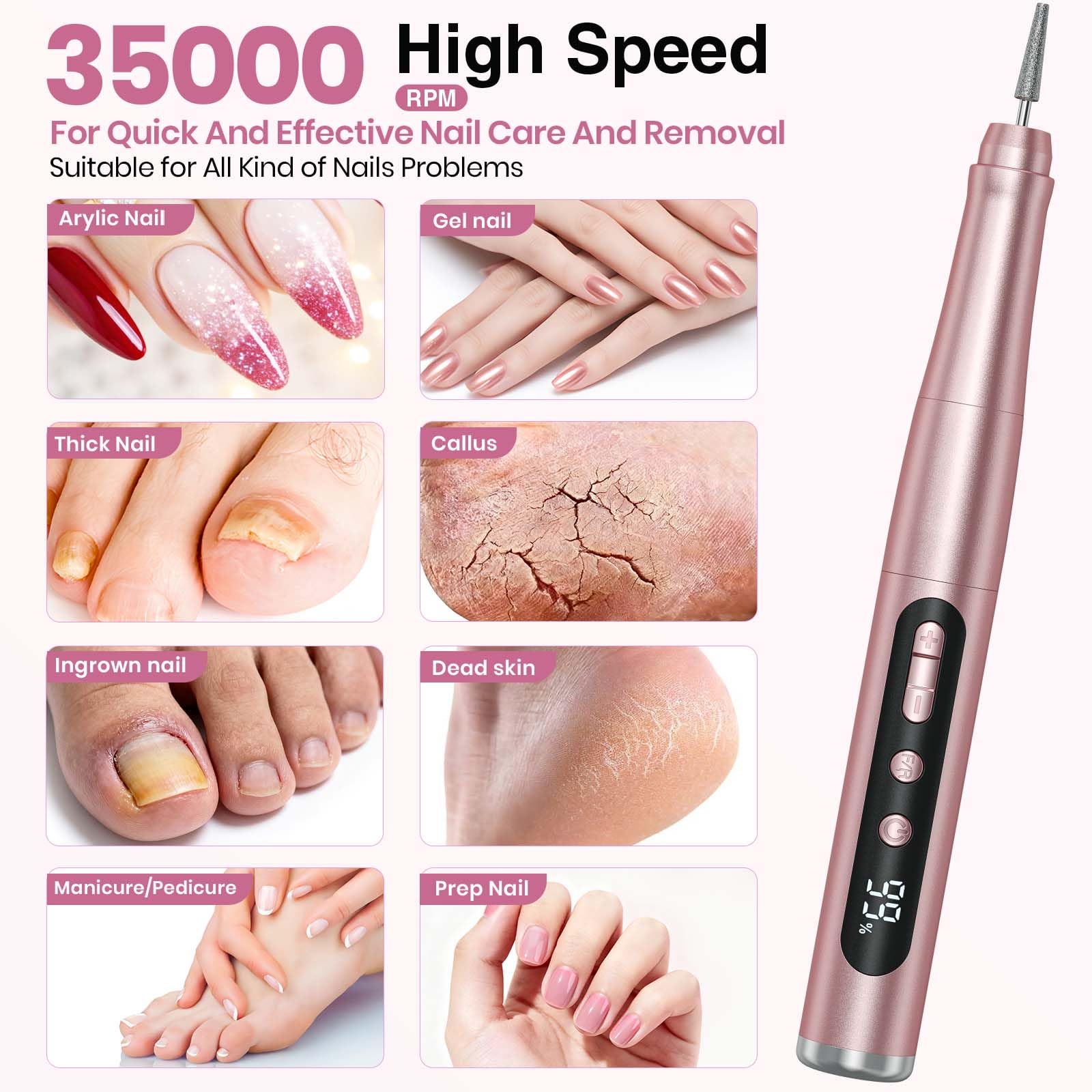 Hoxida cordless nail drill with compact design ideal for travel.