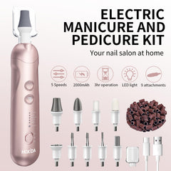 Hoxida cordless nail drill hands and feet, portable for travel or home use