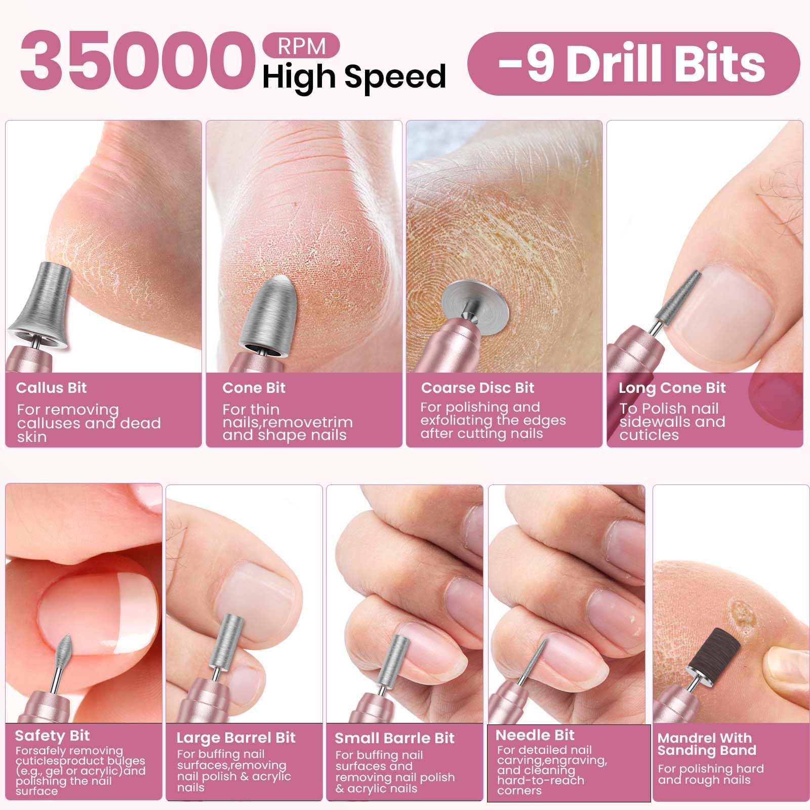 Hoxida cordless nail drill operates quietly with minimal vibration.